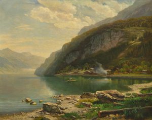 Johann Gottfried Steffan aan het meer van Brienz c1883