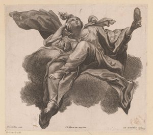 Prudentia met spiegel in de hand door Johann Gottfried Thelott