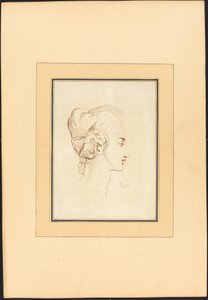 Hoofd van een vrouw door Johann Gottlieb Prestel after Guercino