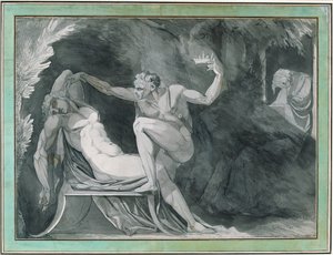 De Deense koning wordt in zijn slaap door zijn broer vergiftigd door Johann Heinrich Füssli