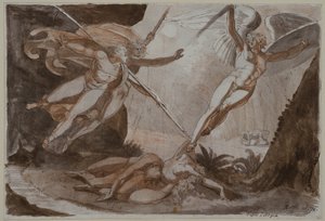 Satan, geraakt door Ithuriels speer door Johann Heinrich Füssli