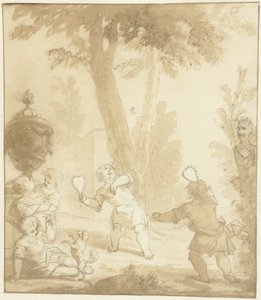 Allegorische voorstelling met spelende kinderen door Johann Heinrich Keller (II)