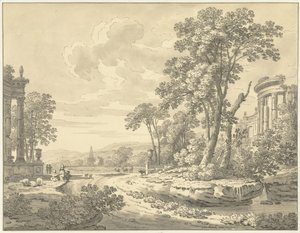Italiaans landschap met ruïnes