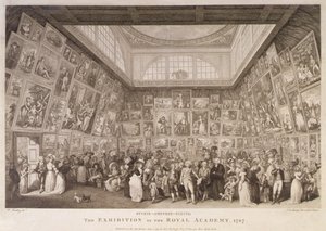 Interieur van Somerset House met een tentoonstelling van de Royal Academy of Arts in 1787 door Johann Heinrich Ramberg