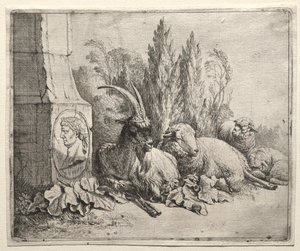 Buste aan de Onderkant van een Piramide door Johann Heinrich Roos