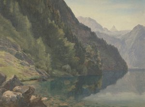 Bosrijke Oever bij het Koningsmeer Königsee door Johann Heinrich Schilbach