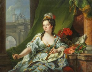 De muze Melpomene (de negen muzen, 1771) door Johann Heinrich Tischbein