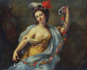 De muze Terpsichore (de negen muzen, 1782) door Johann Heinrich Tischbein