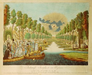 Aankomst van keizer Jozef in Elysium ... (gravure) door Johann Hieronymus Loeschenkohl