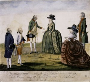 Ontmoeting van Catharina II en Jozef II aan de Dnjepr door Johann Hieronymus Loeschenkohl
