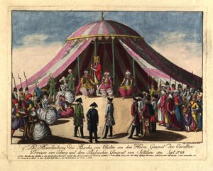 De afzetting van de Pasja van Khotyn door Prins Josias van Saksen-Coburg en Generaal door Johann Hieronymus Loeschenkohl