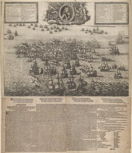 De slag bij Køgebugt in juli 1677 door Johann Husman