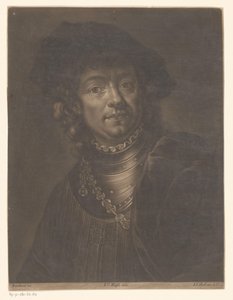 Portret van Rembrandt van Rijn door Johann Jacob Haid (possibly)