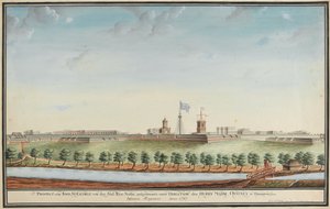 Prospect van Fort St George door Johann Jacob Ludewig Rothmeyer