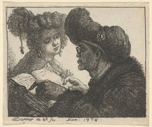 Een Man in een Tulband Leest aan een Jonge Vrouw