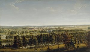 Uitzicht op het kasteelpark van Gattschina