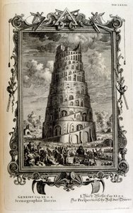Plan van de Toren van Babel gezien vanaf de zijkant