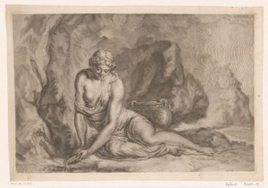 Venus water scheppend met een schelp door Johann Jakob Thurneysen (I)