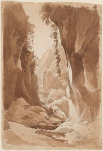 Kliffen die over een rivierkloof bij Sorrento hangen (recto)