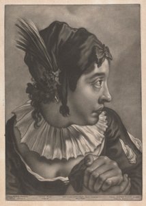 Portret van een vrouw met een veer door Johann Lorenz Haid