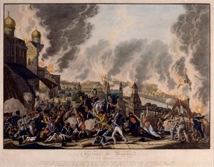 De brand van Moskou op 15 september 1812. Het Grote Leger (Frankrijk) bestormt de Russische stad (Napoleontische oorlogen) door Johann Lorenz Rugendas