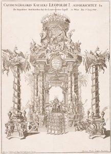 Rouwconstructie voor Keizer Leopold I in de Augustijnenkerk in Wenen, 1705 door Johann Lucas von Hildebrandt