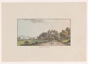 Gezicht op het Chateau de Cerlier te Erlach door Johann Ludwig Aberli