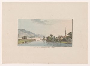 Gezicht op het Isle Saint-Jean in de Bielersee door Johann Ludwig Aberli