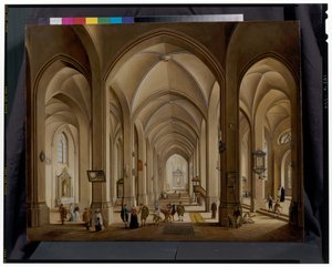Kerkinterieur door Johann Ludwig Ernst Morgenstern