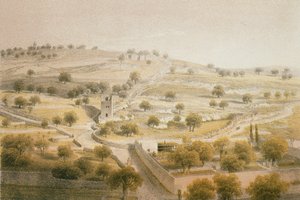 Getsemane, Olijfberg. Ets door Bernatz et alii - Steinkopk J.F. Editore