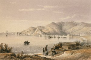 Patmos in een ets door Bernatz et alii - Steinkopk J.F. Editore door Johann Martin Bernatz