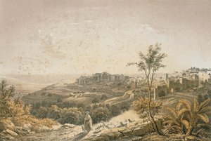 Gezicht op Jeruzalem. Ets door Bernatz et alii - Steinkopk J.F. Editore