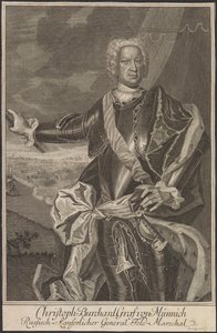 Portret van Graaf Burkhard Christoph von Münnich door Johann Martin Bernigeroth