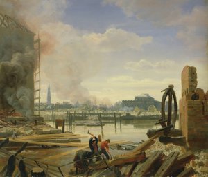 Hamburg na de brand van 1842, 1842 door Johann Martin Gensler