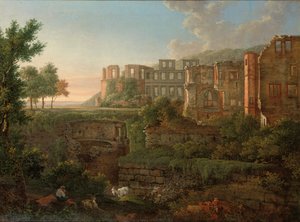 Capriccio uitzicht op de ruïnes van het kasteel van Heidelberg