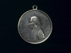 Thomas Jefferson Indian Peace medaille, ca. 1801 (zilver) door Johann Mathias Reich