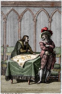 Keizer Albert I van Habsburg (1255-1308) bestudeert de kaart van Frankrijk ten tijde van het conflict tussen paus Bonifatius VIII en koning Filips IV van Frankrijk door Johann Michael Mettenleiter