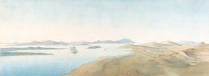 Panoramisch Uitzicht op de Eilanden van Delos, begin 19e-eind 19e eeuw door Johann Michael Wittmer