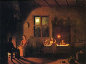 Avond thuis, 1867 door Johann Mongels Culverhouse