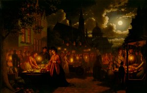 Markt bij Maanlicht