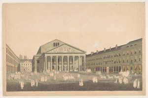 Vue du Théâtre Royal à Bruxelles door Johann Nepomuk Gibèle
