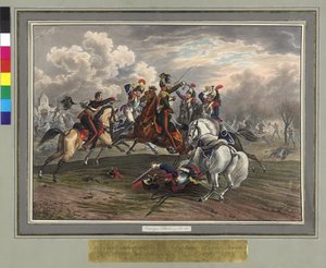 Frederic Dittmayer redding op 17 februari 1814 in Villeneuve kolonel sergeant baron van Trach uit de gevangenschap Franse kurassiers door Johann Nepomuk Hoechle