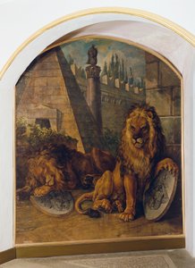 Leeuw met het wapen van het huis Habsburg-Lotharingen