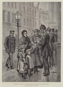 De cholera in Hamburg, wezen die hun namen registreren buiten het politiebureau door Johann Nepomuk Schonberg
