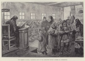 De Hongersnood in Rusland, soep uitdelen bij het Alexander Nevsky Klooster, St. Petersburg door Johann Nepomuk Schonberg