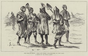 De oorlog in Egypte, Arabische en zwarte kolensjouwers in Port Said door Johann Nepomuk Schonberg
