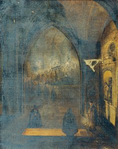 Begrafenis in het interieur van een kerk