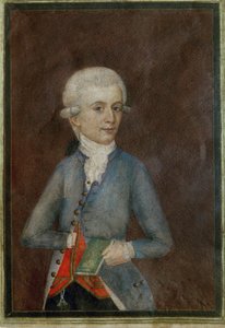 Wolfgang Amadeus Mozart (ca ... (gouache op perkament)