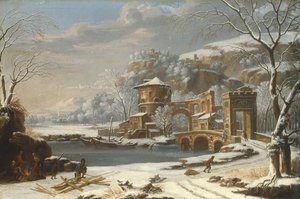 Winterlandschap, 1674 door Johann Oswald Harms