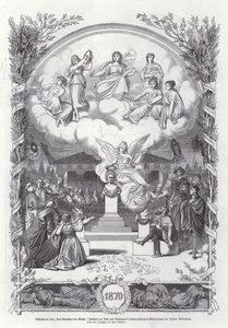 Laatste scène uit De Ontwaking van de Kunsten, viering van de honderdste verjaardag van Beethoven, door Julius Rodenberg door Johann Paul Adolf Kiessling